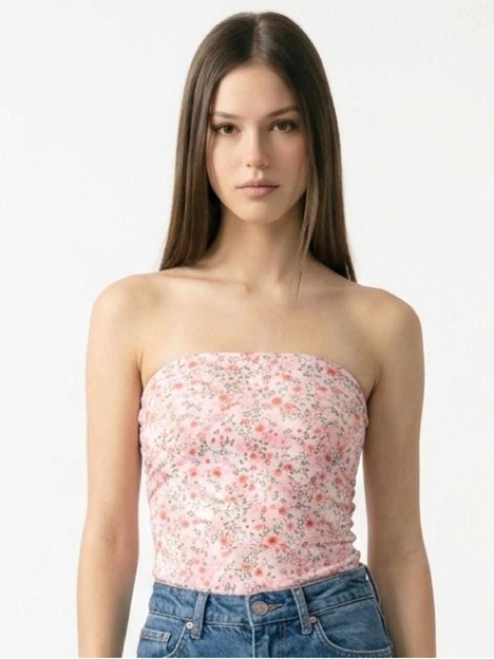 Madden Girl Pink Floral Strapless Camisole